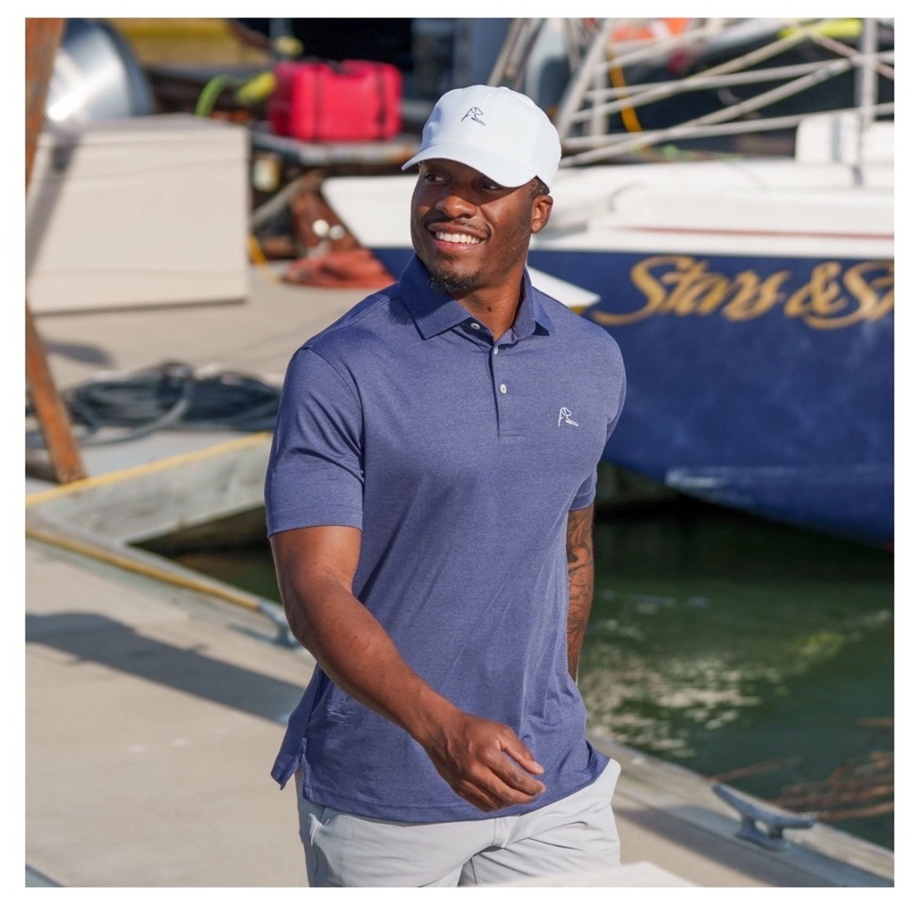 Rhoback Performance Polo Shirt XXL Heather Blue Golf Stretch Athletic Preppy